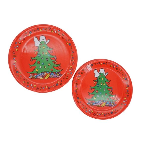 Peanuts Red Christmas Dinner & Dessert Melamine Plate Set – 9" Dessert Plates (8 - Picture 1 of 3